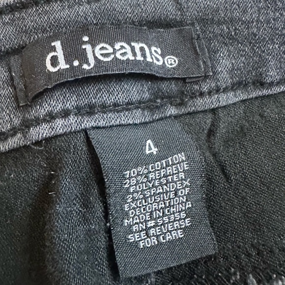 Girls Jeans With Sequins D. Jeans Brand Size 4 Dark Grey - Picture 3 of 5